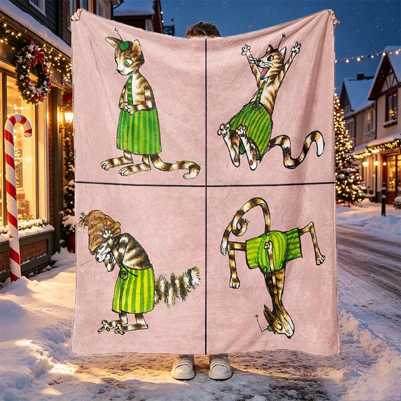 Pettersson und Findus Pattern Blanket for Home Decoration, Bed, Sofa, Car Travel, Camping, Suitable for All Seasons, Birthday Christmas Gift