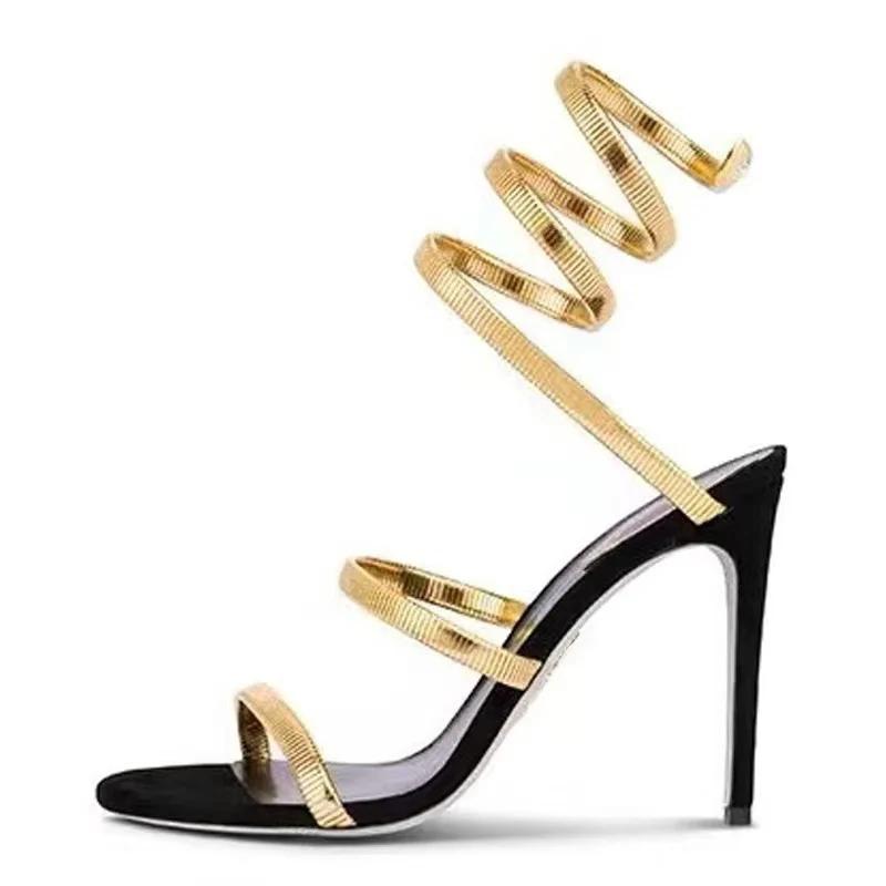 Aneikeh Summer Street Style Ankle Strap Open Toe Narrow Band Women Sandals Thin High Heels Stripper Sexy Banquet Shoes