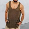 Men'S Summer New Style Men'S Thin Breathable Sports Fitness Sleeveless Knitted Shirt Casual Loose Knitted Tank Top
