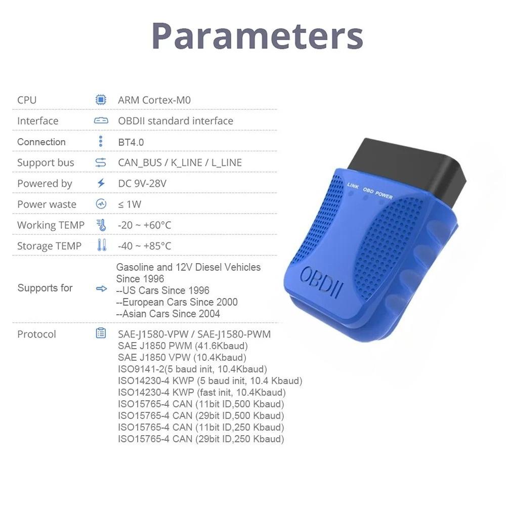 Phone Universal Auto Code Reader - Car OBD2 Scanner Diagnostic Tool with Fault Detector