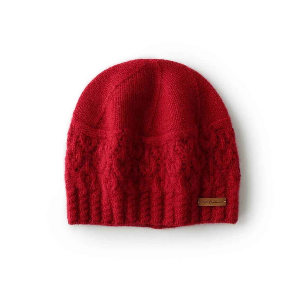 Thickened% Pure Cashmere Knitted Hat Children's Solid Color Twisted Baotou Hat Warm Ear Protector Wool Hat Versatile Hat