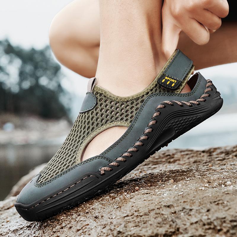 Men Sandals Black Gladiator Sandals Outdoor Summer Green Roman Sandals Sport Beach Shoes Plus Size Close Toe