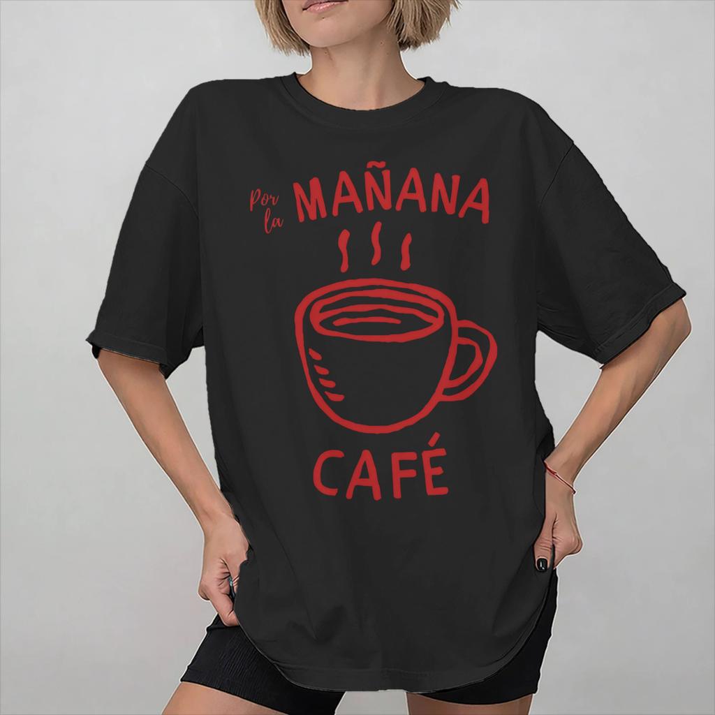 Unisex Women Por la Unisexana cafe por la tarde ron T Shirt Pure Cotton Graphic Print Tee Shirts Top Clothing