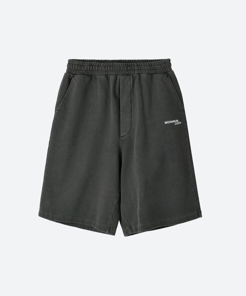 MOONSUN M.C Unisex, Logo Pigment-Dyed Sweat Shorts / Charcoal