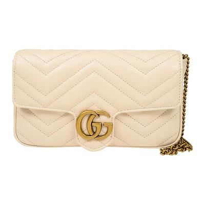 GG Marmont Винтажный Логотип Double G Держатель для карт Кожаный Двухфункциональная Сумка на плечо Сумка через плечо Мини-сумка Женские сумки Белый Черный 751526-AACCE-9053
