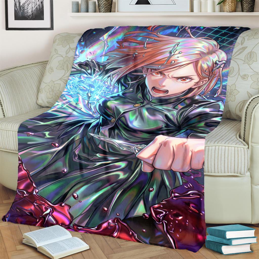 Soft Warm Jujutsu Kaisen Flannel Blanket for Bedrooms, Sofas, Beds, Chairs, Picnics and Travel