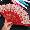 Dancing Fan Folding with Hanging Ring Smooth Opening Comfortable Grip Dance Clear Pattern Chinese Style Fabric School Supply