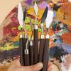 Art Spatula Soft Paint Spatula Oil Painting Spatula Wooden Handle Palette Knife Set Gouache Painting Spatula