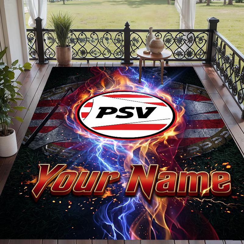 Custom Text Printed Rug PSV Eindhoven FC Non Slip Floor Carpet For Home Room Decor
