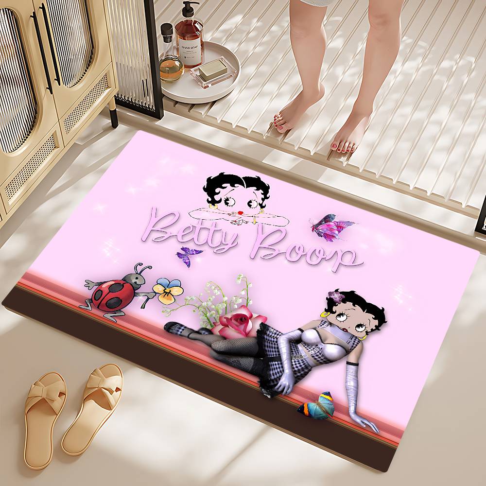 Cute B-Betty Boop Bathroom Mat Retro Multiple Choice Living Room Kitchen Rug Non-Slip Bedside Mats