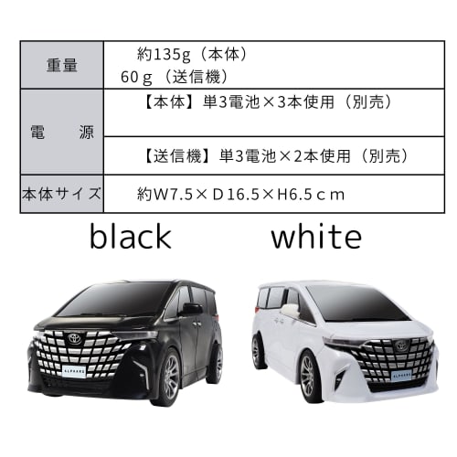 FULTAC Игрушка на радиоуправлении Toyota Alphard, Лицензированная, Черный, Прибл.. Ш7,5 x Г16,5 x В6,5 см, 4441