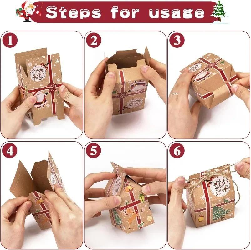 30/1pcs Christmas Candy Gift Box Raft Paper Cookie Snack Packing Bags New Year Gifts Wrapping Bag Xmas Party Home Decoration