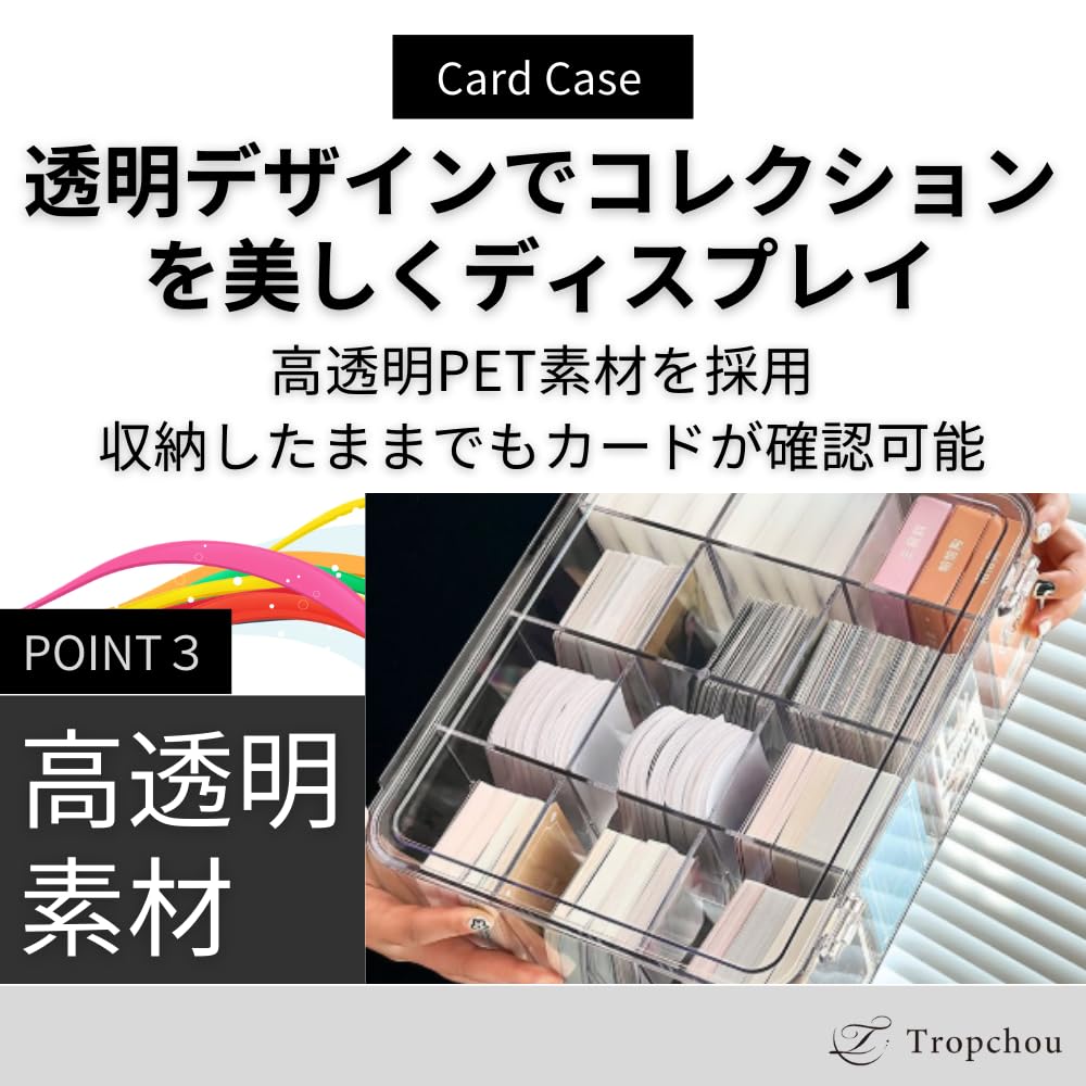 Чехол для карт Tropchou, коробка для хранения коллекционных карт, большая емкость, съемный горизонтальный держатель, вертикальный держатель, прозрачный