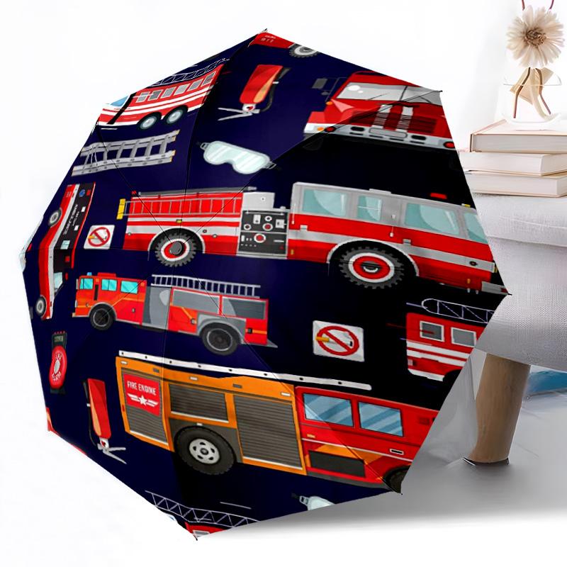 Fire Department Courage Outdoor Automatic Umbrella Retractable Design with 8-Rib Durability Lightweight Perfect Gift for Friends Family
