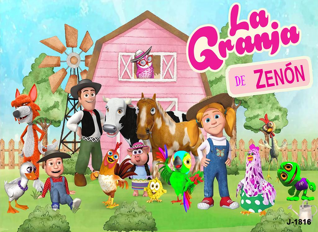 Индивидуальный фон La Granja De Zenon для детского 1-го дня рождения, фотостудии, зеленая трава, ферма, амбар, животные, трактор, фотофон