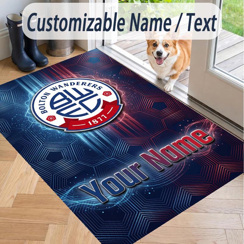 Custom Text Printed Rug Bolton Wanderers FC Non Slip Floor Carpet For Home Room Decor
