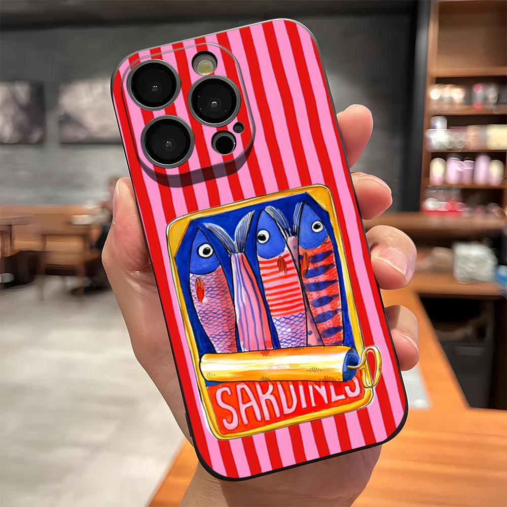 Чехол для телефона 'Сардины' для iPhone 17 Pro Max 15 Pro 16 14 Plus 12 13 Mini 11 Pro Ударопрочный Мягкий Чехол