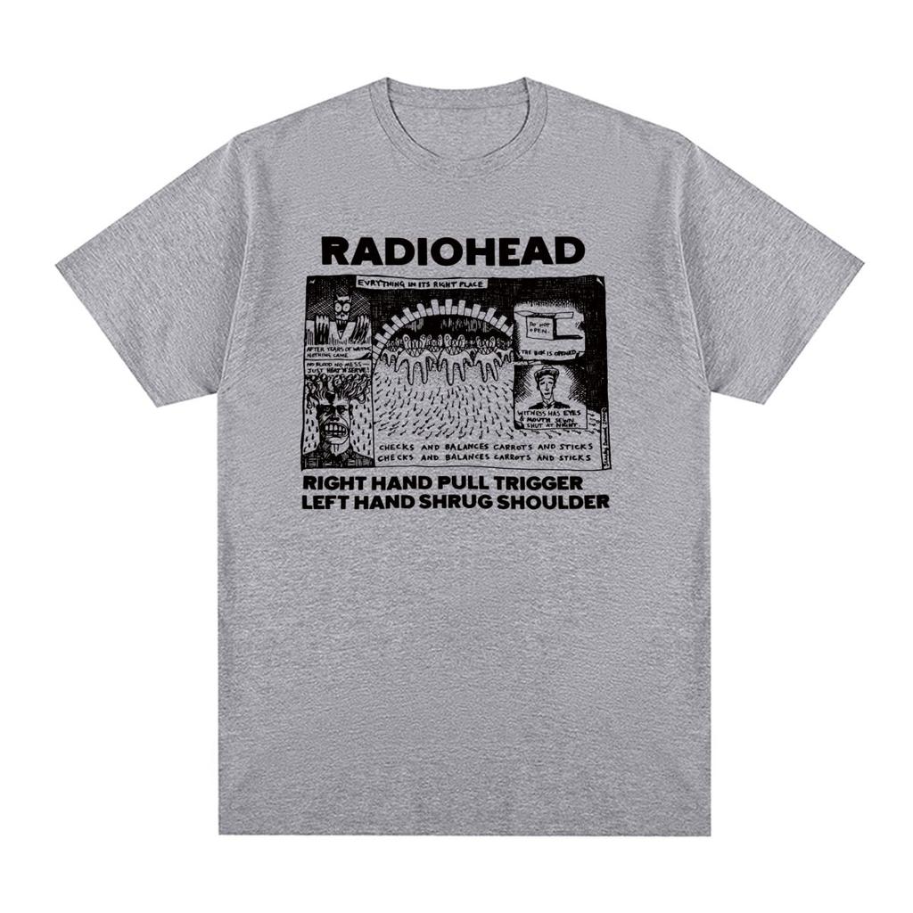 Radiohead Винтажная футболка Хип-хоп Рок-группа Унисекс Музыка милый мультяшный Ok Computer Хлопок Унисекс Футболка Новая Футболка Женские Топы