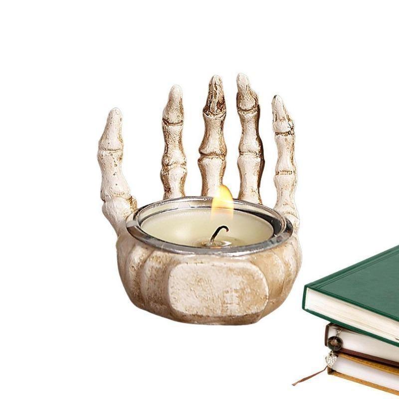 Halloween Skull Candlestick Ornaments Resin Skull Candle Holders Decor for Table