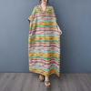 Ladies' V-neck Vintage Long Skirt Cotton Linen Dress