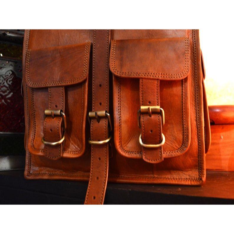 Рюкзак ручной работы из натуральной кожи, сумка-мессенджер, кожаная сумка в деревенском стиле, рюкзак с четырьмя карманами