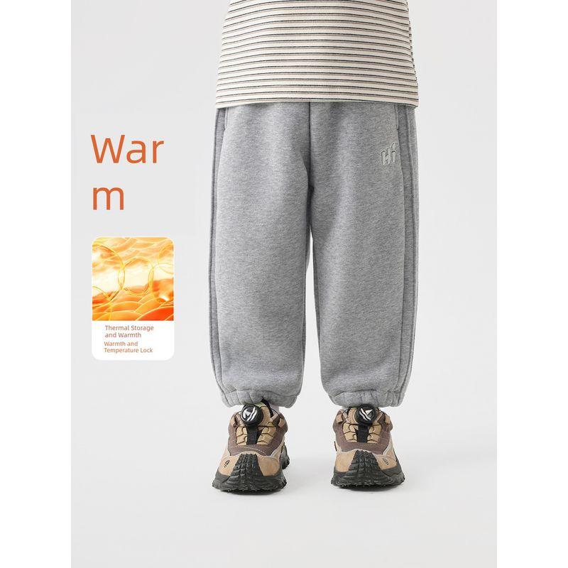 Right European Style Boys' Winter Fleece-Lined Sports Pants 2025 Autumn and Winter New Thickened Sweatpants Children's Clothing Baby Pants