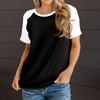 Женская летняя повседневная цветная свободная футболка с круглым вырезом и рукавами реглан с короткими рукавами