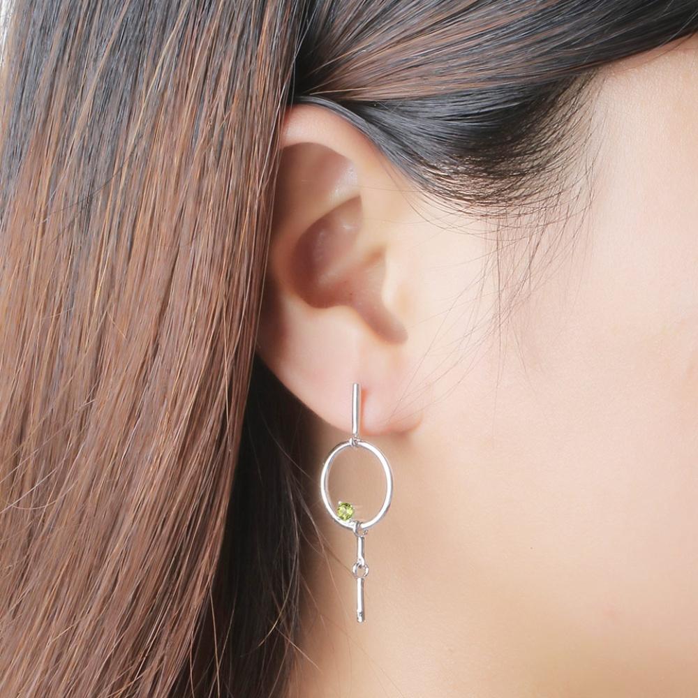 Желтый перидот, женская мода, 925 пробы, маленькие круглые серьги, симпатичные круглые серьги-гвоздики, геометрические винтажные серьги для женщин