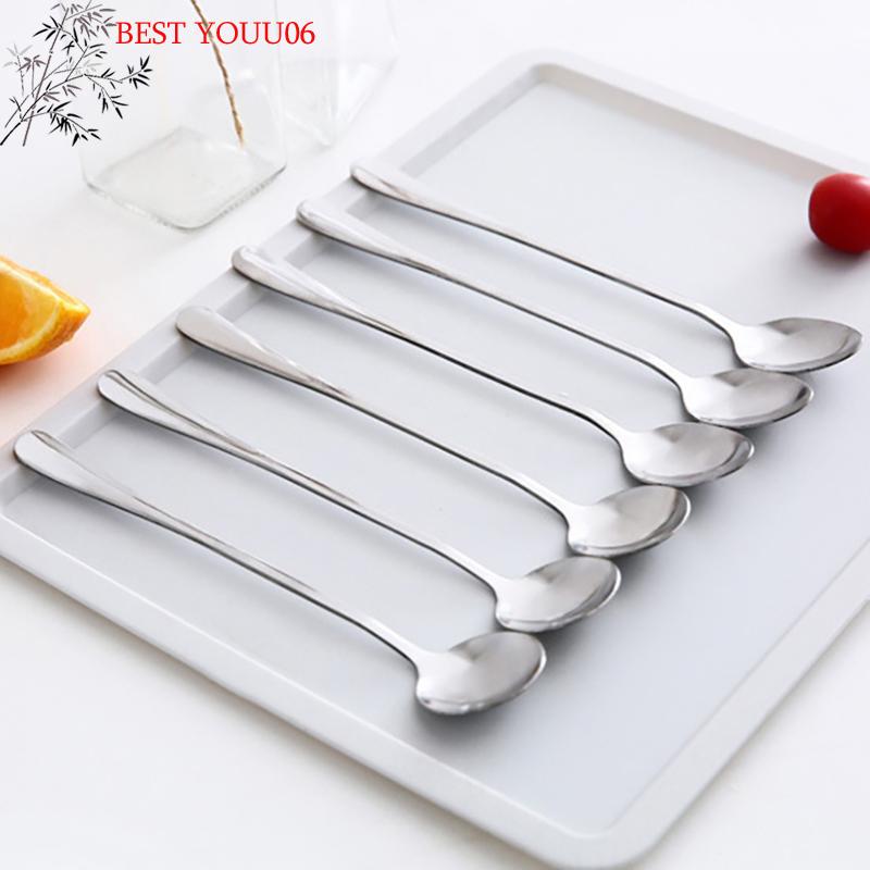 (YOUU06)Stainless Steel Spoon Long Handle Coffee Spoon Ice Cream Stirring Spoon Meal Tableware Spoon Household Dinner Fruit Fork