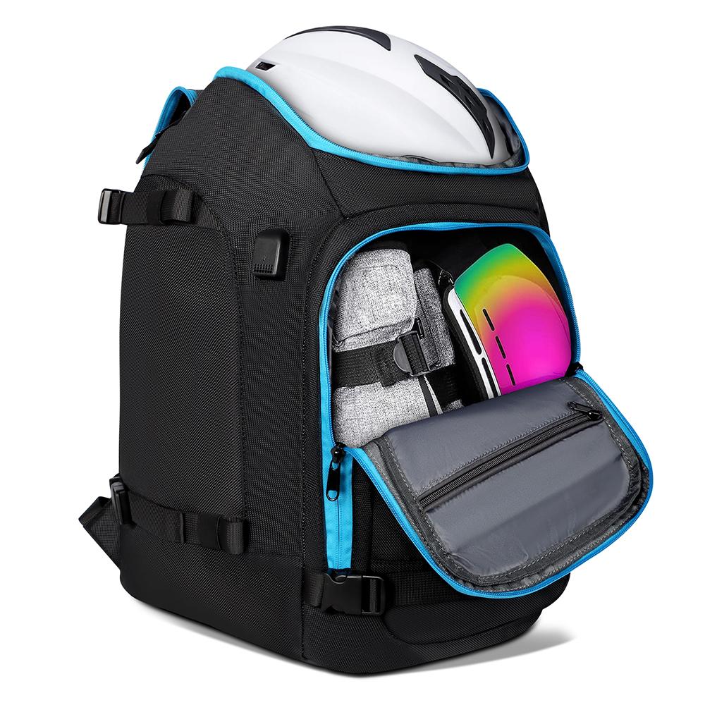 Travel Ski Boot Bag Backpack 50L Large Capacity Waterproof for Snowboard Boots Helmet Goggles Hang Skis Dry Wet Separation