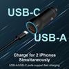 43W Fast Car Charger for iPhone 16 15 Pro Max, MFi Certified PD USB-C & QC 3.0 Adapter with 3.3FT USB C Cable