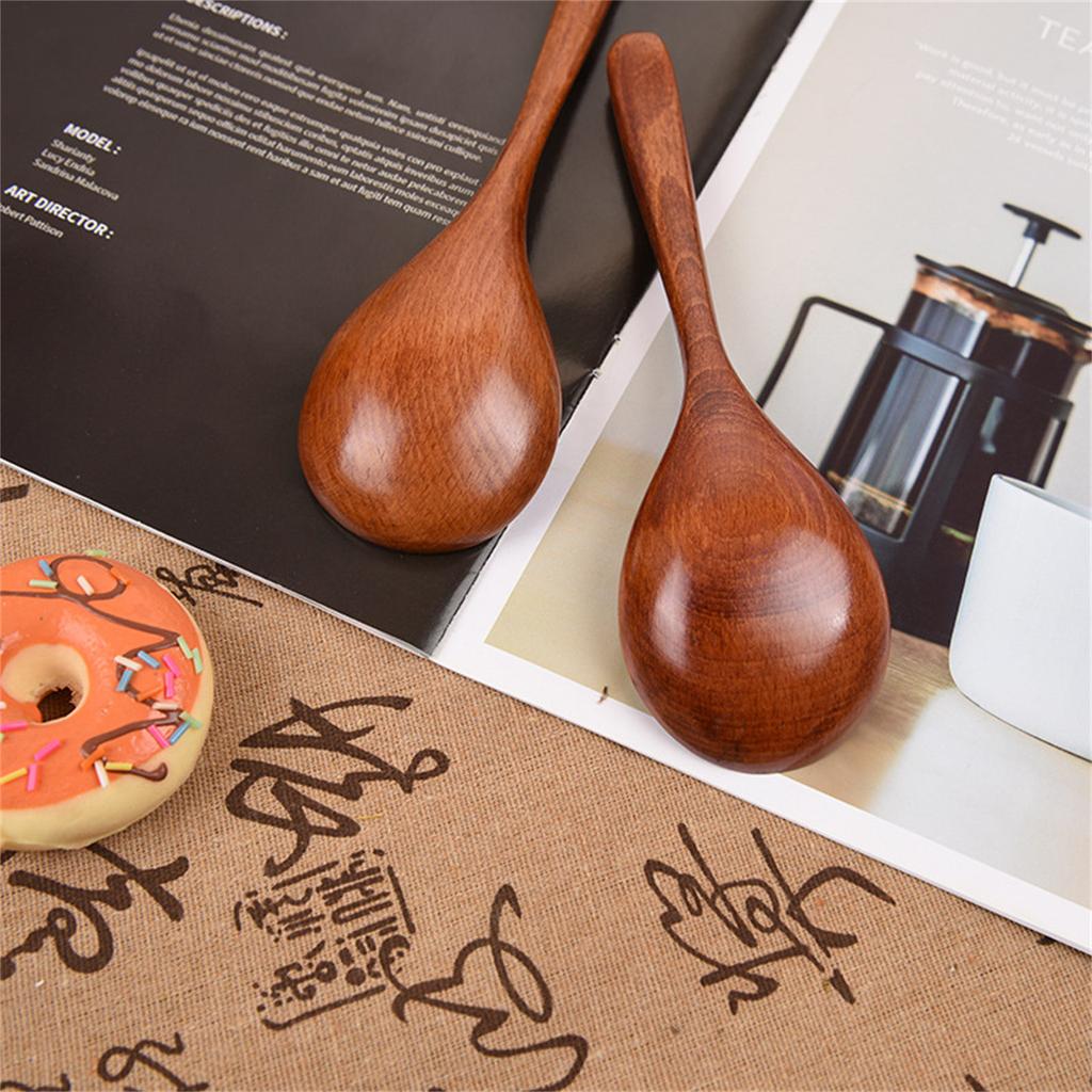 Japanese Style Wooden Soup Spoon With Long Handle Kitchen Utensil Practical Tableware For Home Dining Outdoor Use