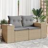 VidaXL Garden Sofa with Cushions 2-Seater Beige Wicker 366096
