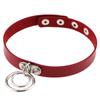 Sweetheart Vintage Punk Rock O Ring Spikes Pendant PU Leather Choker Collar Female Gothic Neckband Clavicle Necklace Adjustable for Women Men Jewelry