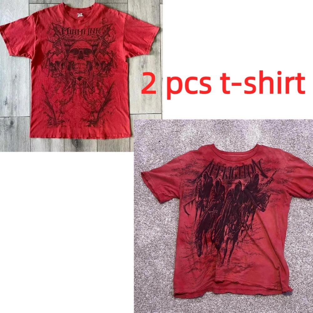 summer Affliction Vintage Tee Oversized Y2K Gothic Streetwear Men's and Women's Retro Rock Men's T-shirt Top