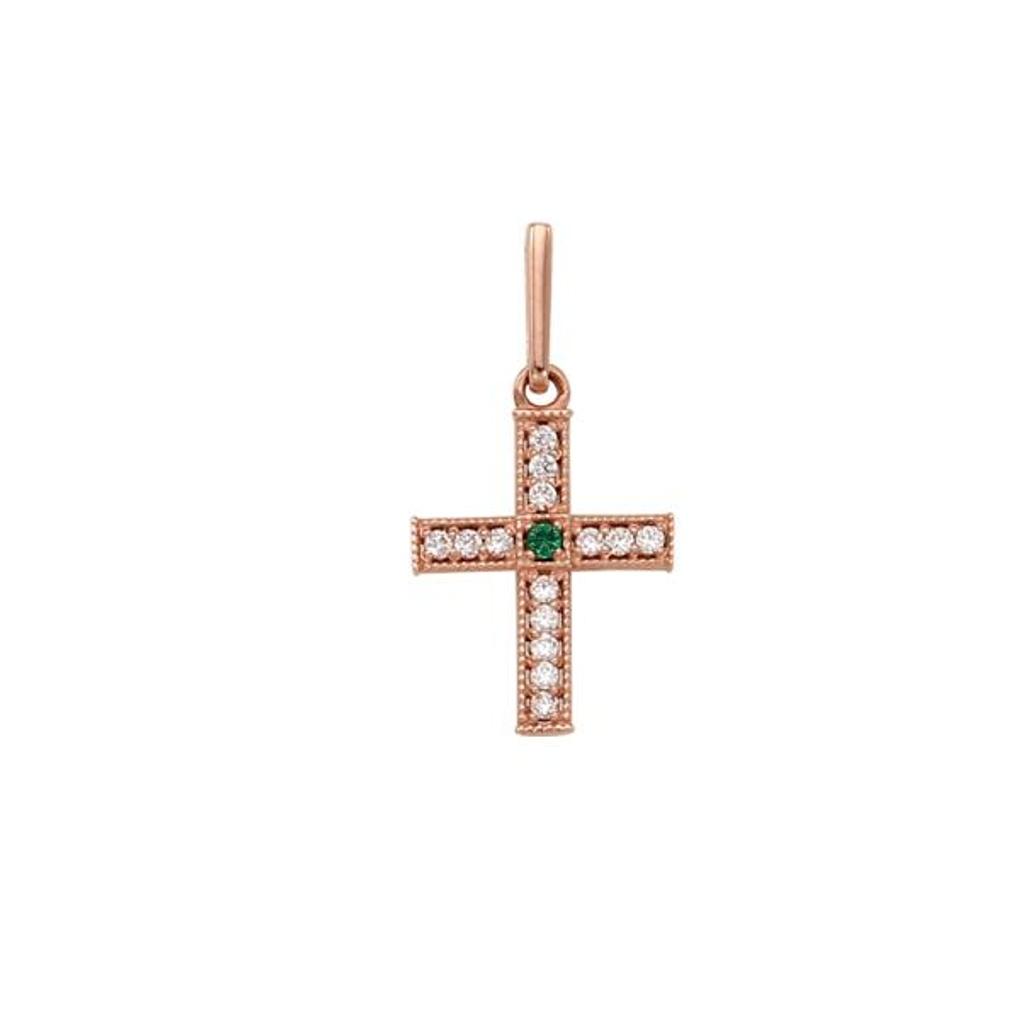 LLOYD Emerald Cross Bijoux Charm 14K Pendant LPT20047T_14K