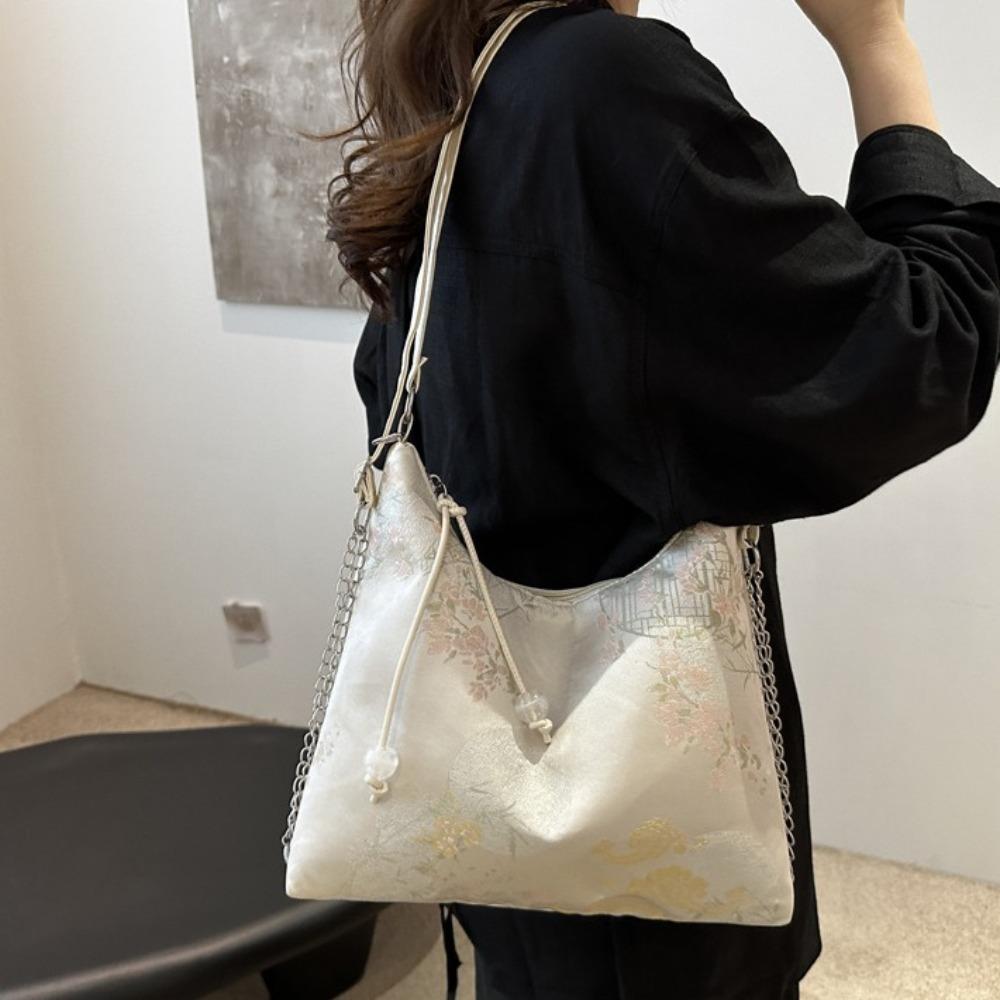 Large Capacity Chinese Style Backpack Embroidery Cheongsam Tote Bag Women's Shoulder Bag Daily