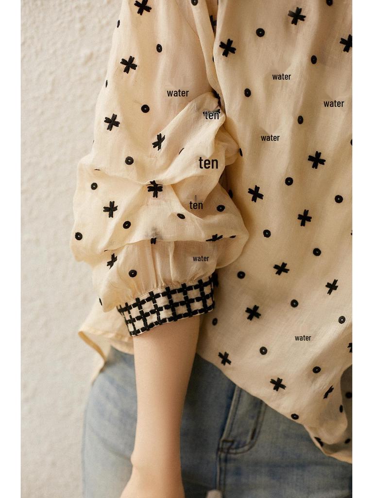 Топ-бэбидолл с пышными рукавами и тяжелой вышивкой для женщин XYG482408MG – Коллекция Японии и Кореи