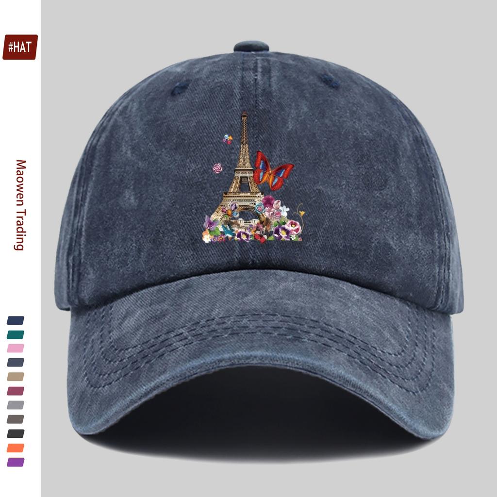 pc Eiffel Tower And Butterfly Pattern Design Printed Baseball Cap Suitable for Casual Travel Party Wear And Decoration Hat Tr