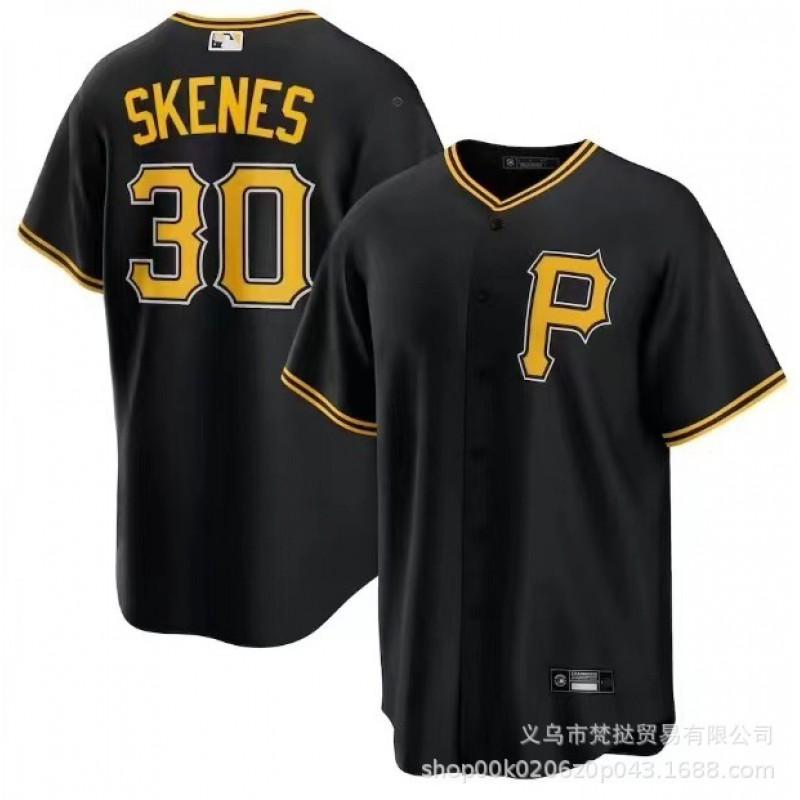Mens MLB Pittsburgh Pirates Baseball Jersey Style Short Sleeve Top White Black 21 30 Clemente Skenes