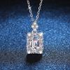 New Real Moissanite Square Pendant Necklace 1ct Emerald Radiant Cut 925 Sterling Silver Clavicle Chain Fine Jewelry for Women