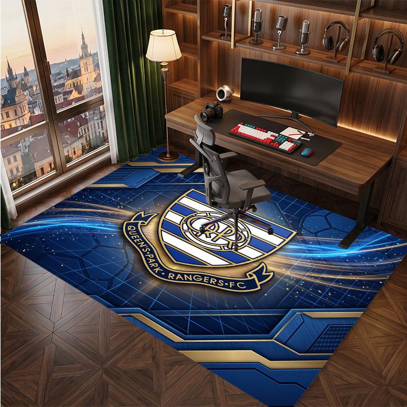 Queens Park Rangers Football Print Crystal Velvet Rug, Comfortable Water Absorbent Non Slip Indoor Floor Carpet