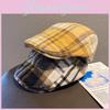 Color Clashing Grid Classic Wool Felt Newsboy Hat Color Blocking Fall Use Winter