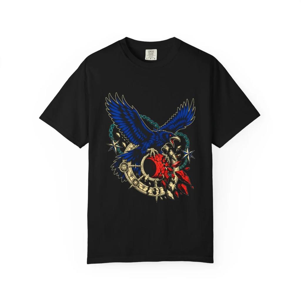 Raven Eclipse Graphic T-Shirt Black Front Print Comfort Colors 1717