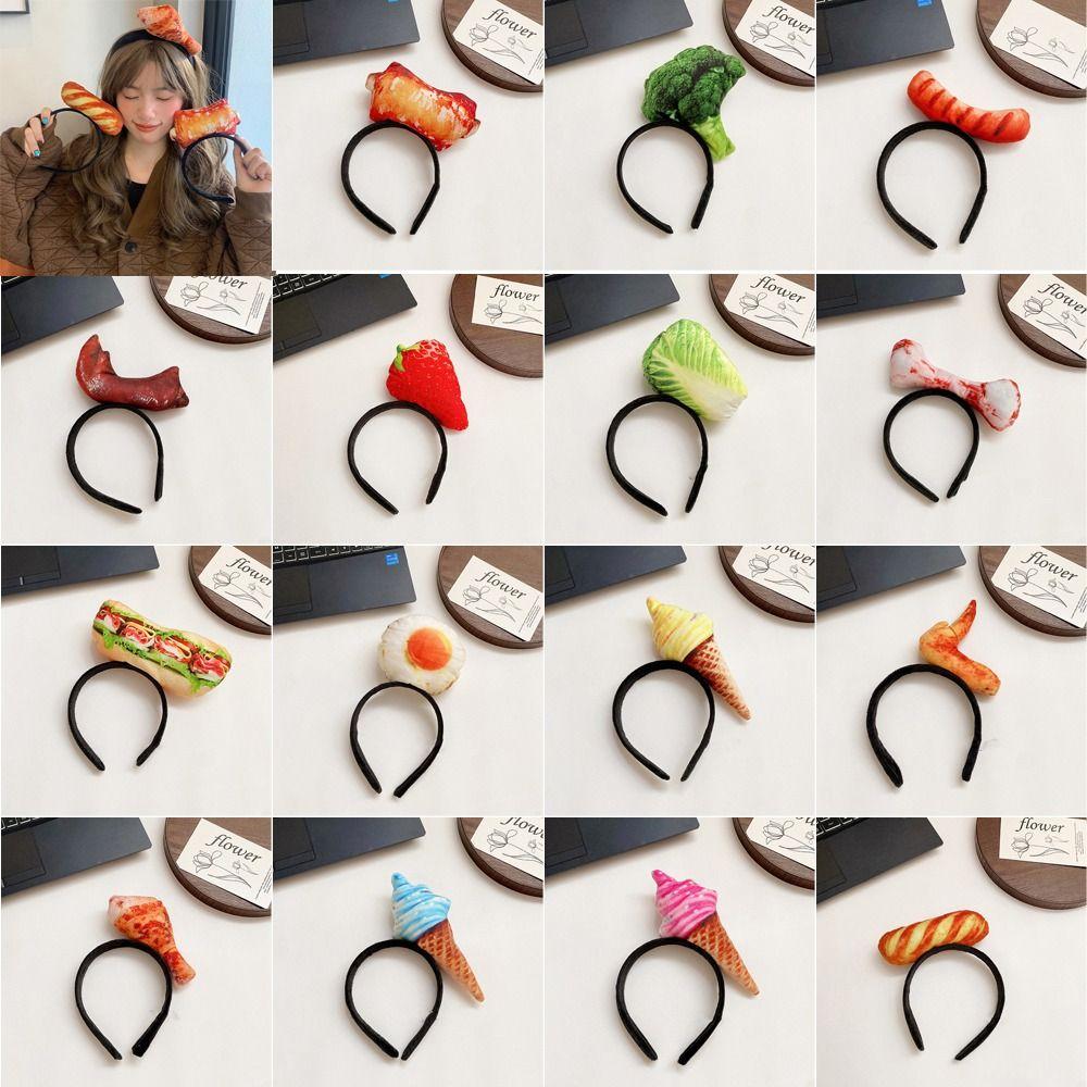 Vegetable Hotdog Headband Strawberry Simulated Food Hair Hoop Cute   Party