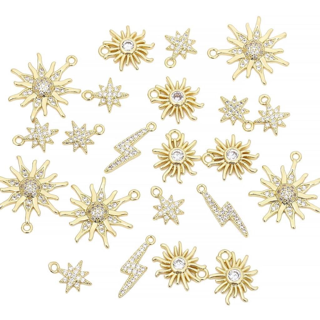 Медные циркониевые подвески с солнечной молнией для изготовления ожерелья, серег, браслетов