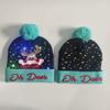 LED Light-Up Elk Jacquard Knit Hat & Scarf Set for Christmas & New Year.