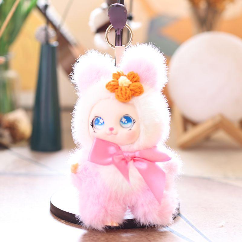 15cm Cute Animal Plush Keychain with Vinyl Doll for Backpack School Bag Pendant Soft Ornament for Child