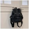 High Quality Korean Style Retro Backpacks Drawstring Design Flat Stripe Bookbags Large Capacity Soft Tote Bags Unisex