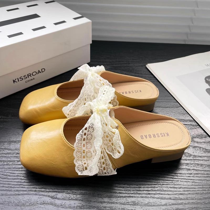 Французские маленькие ароматные ветряные тапочки-мешки женские туфли весна-лето 2025 вечерние кружевные туфли Мэри Джейн полуподнос одинарные туфли